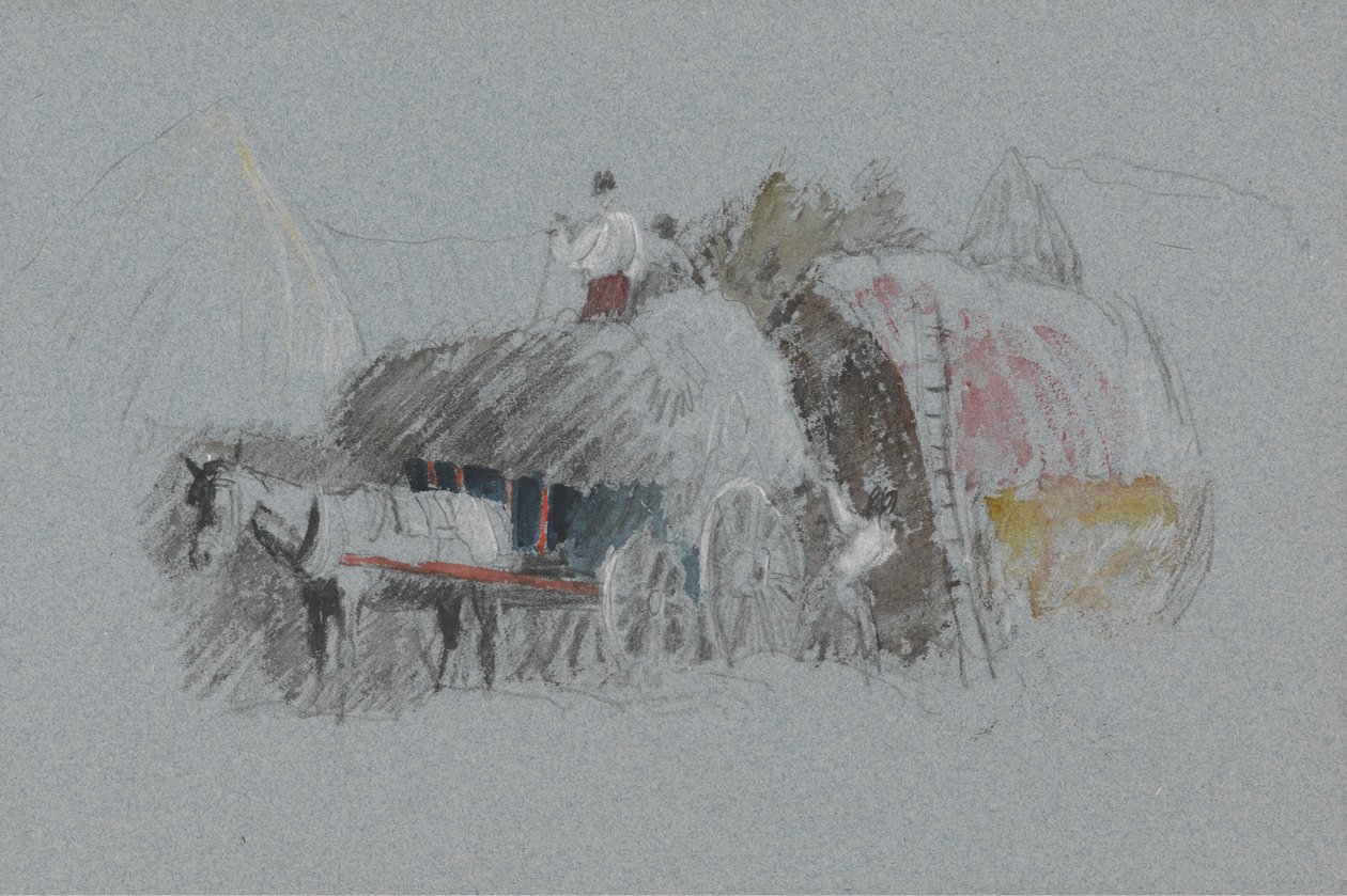 Å bygge en stabel (studie for å bære hø) av Peter de Wint