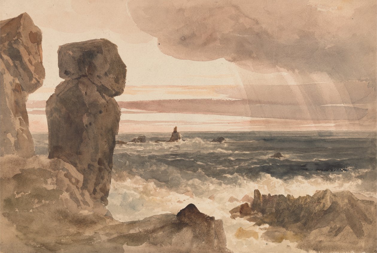 Seascape with Rocks Lizard, Cornwall av Peter de Wint