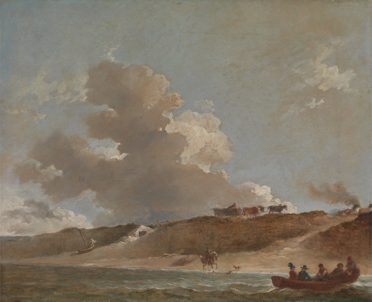 Kystlandskap med ferge av Francis Bourgeois