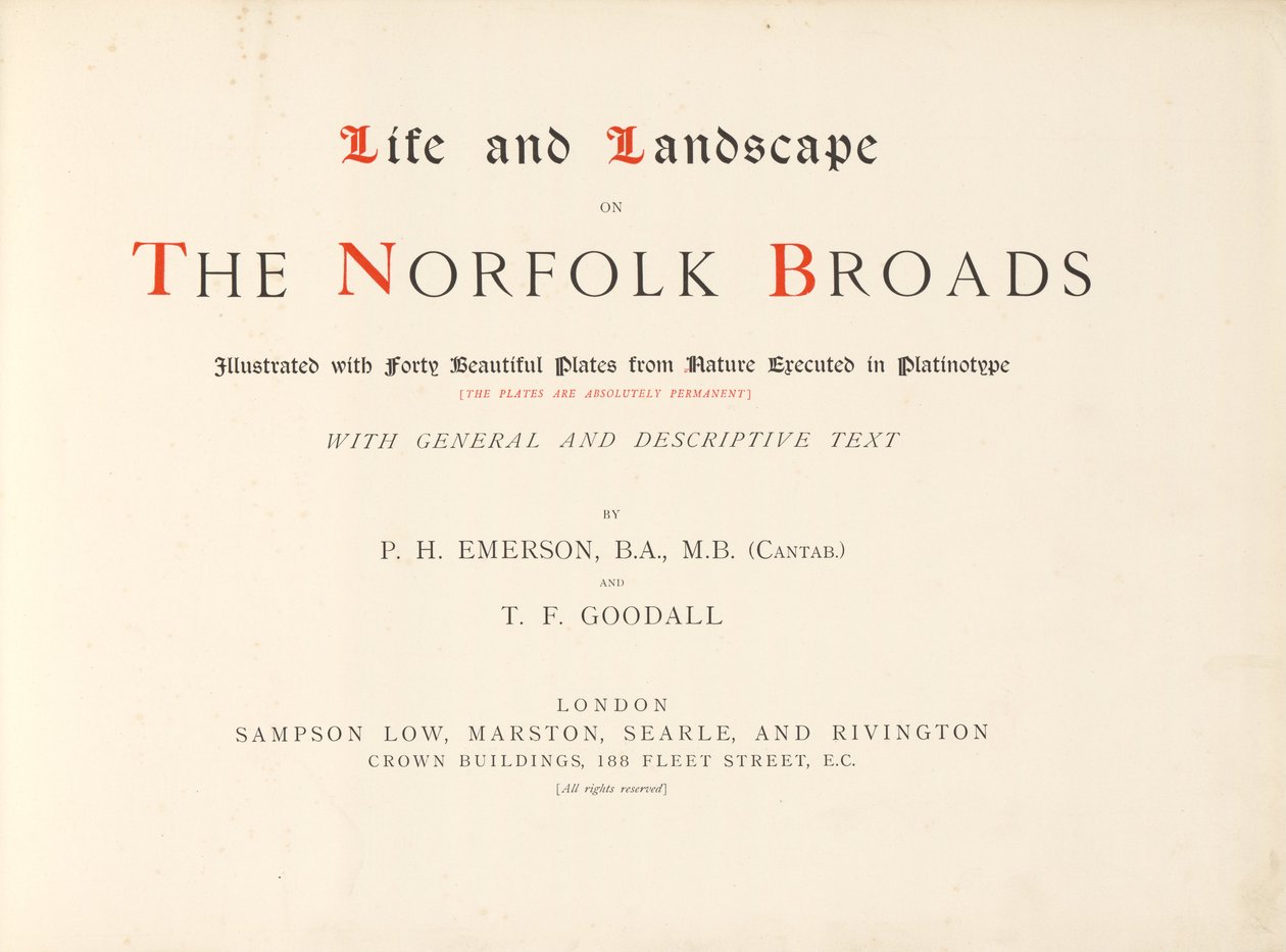 Liv og landskap på Norfolk Broads. Illustrert med førti vakre tallerkener fra Nature Execut ... av Peter Henry Emerson