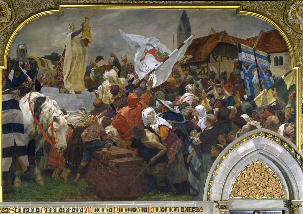 Sophie av Brabant presenterte Henry the Child for folket i Marburg i 1248, 1903 av Peter Johann Theodor Janssen