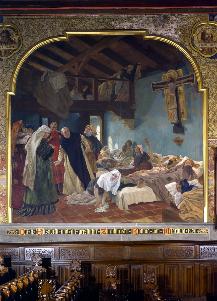 St. Elisabeth og hennes skriftefar Conrad av Marburg i 1230, 1903 av Peter Johann Theodor Janssen