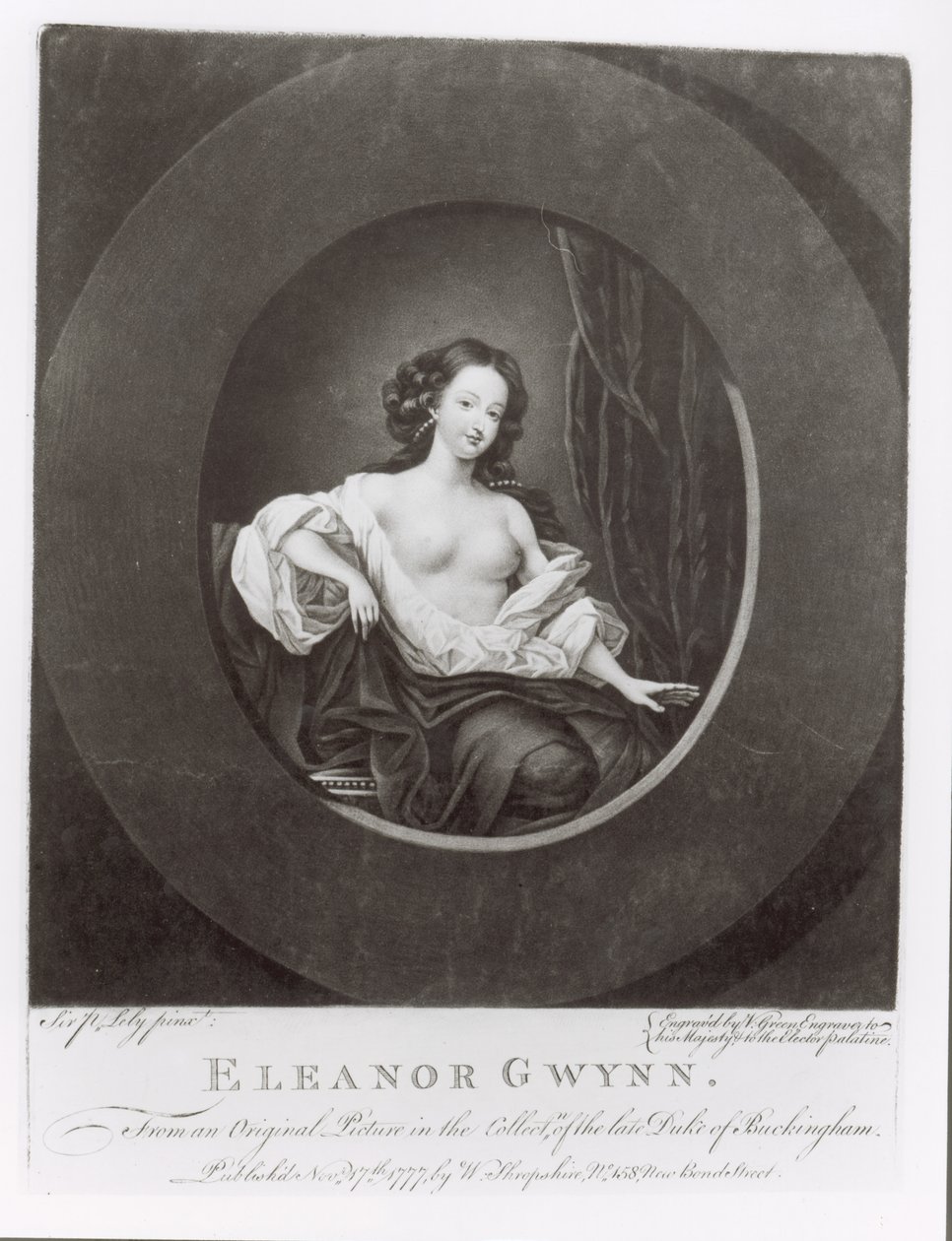 Eleanor (Nell) Gwynne (1650-87) gravert av Valentine Green (1739-1813) 1777 av Peter Lely