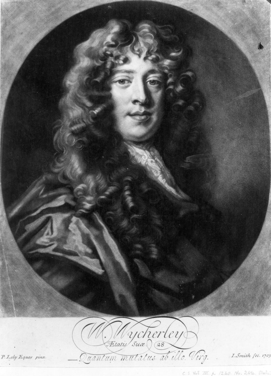William Wycherley, gravert av John Smith, 1703 av Peter Lely