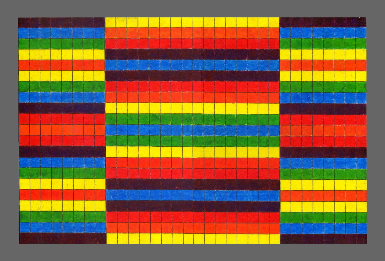 Stripet Triptych, 2009 (akryl om bord) av Peter McClure