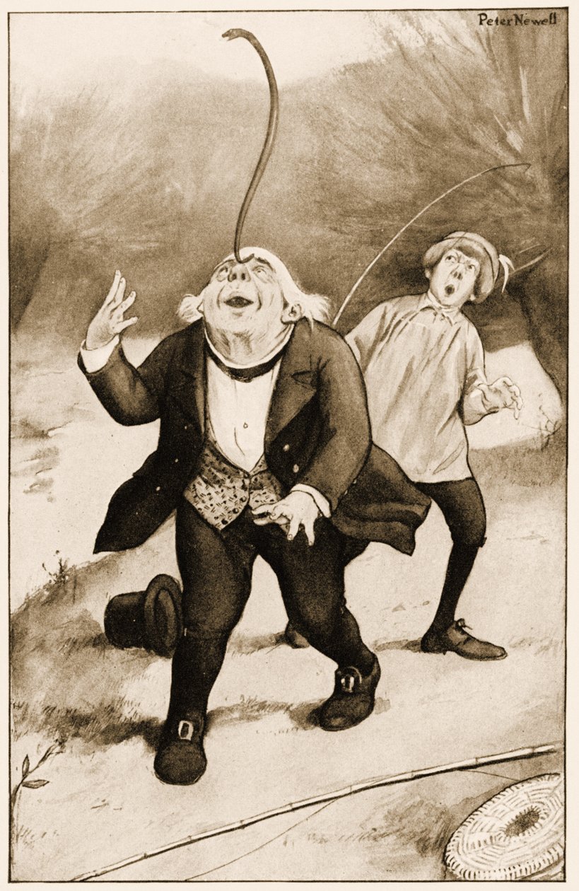 "Gamle far William balanserer en ål på enden av nesen", illustrasjon for Lewis Carrolls Alice
