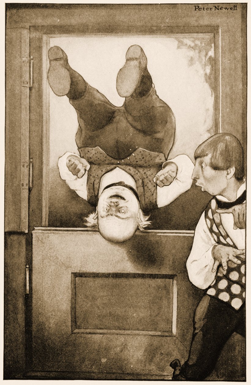 "Gamle far William snur en salto inn ved døren", illustrasjon for Lewis Carrolls Alice