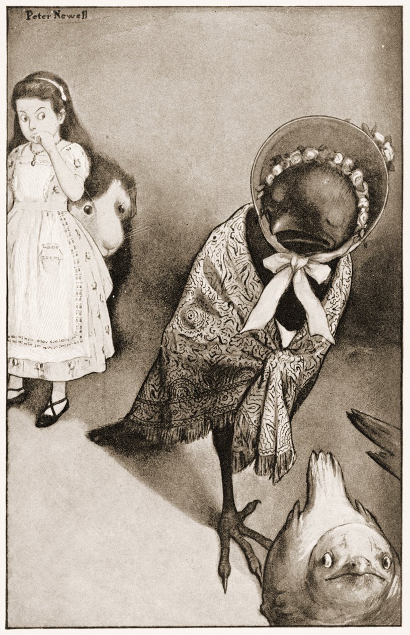 "På forskjellige påskudd flyttet de alle", illustrasjon for Lewis Carrolls Alice