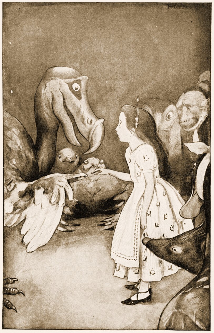 "The Dodo presenterte høytidelig fingerbølet", illustrasjon for Lewis Carrolls Alice