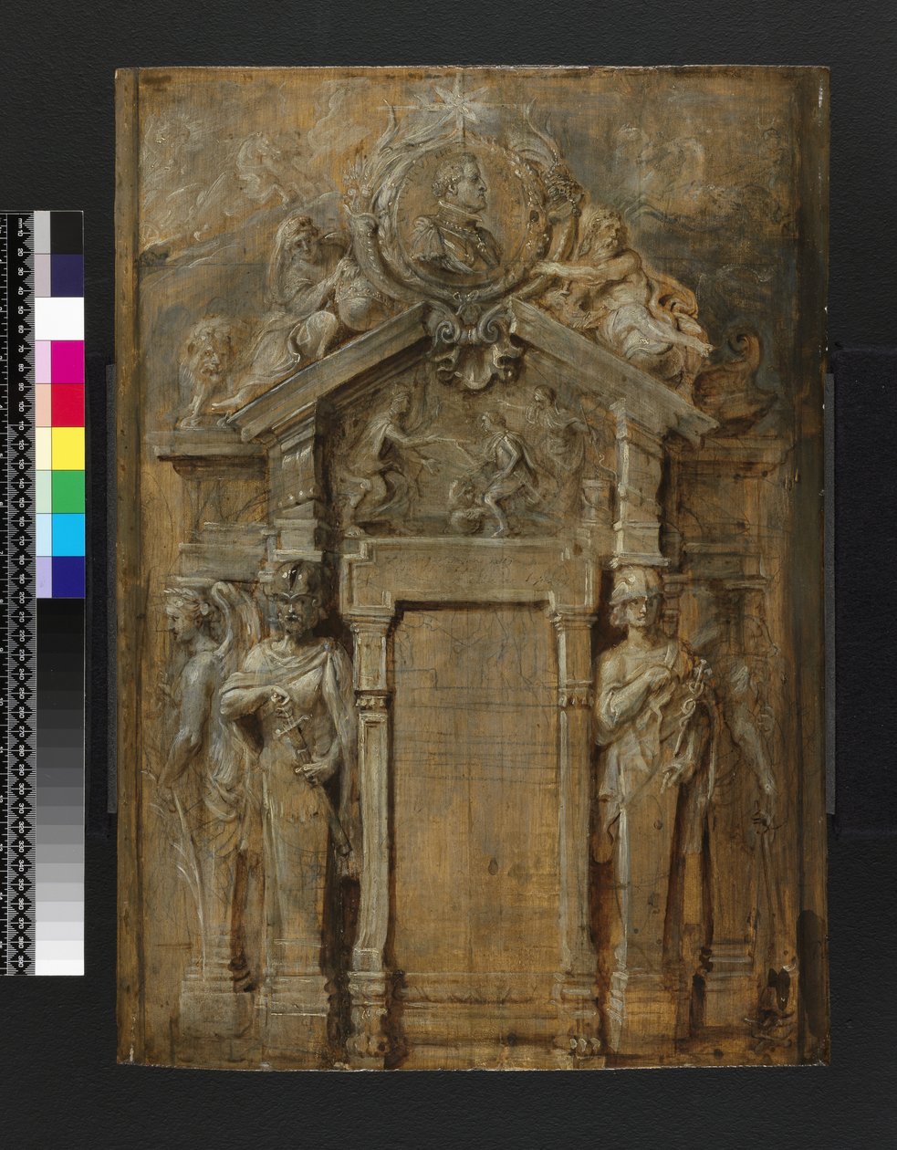 Design for tittelsiden til Pompa Introitus...Ferdinandi, ca. 1638 av Peter Paul Rubens