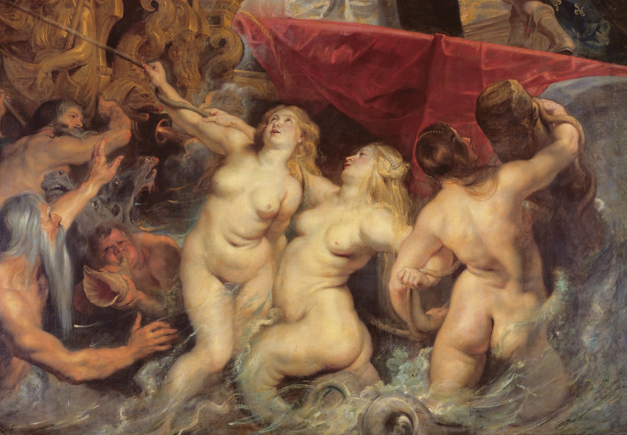 Detalj av sirenene fra "Ankomsten til Marie de Medici i Marseilles", 3. november 1600, 1621-25 (se 2995) av Peter Paul Rubens