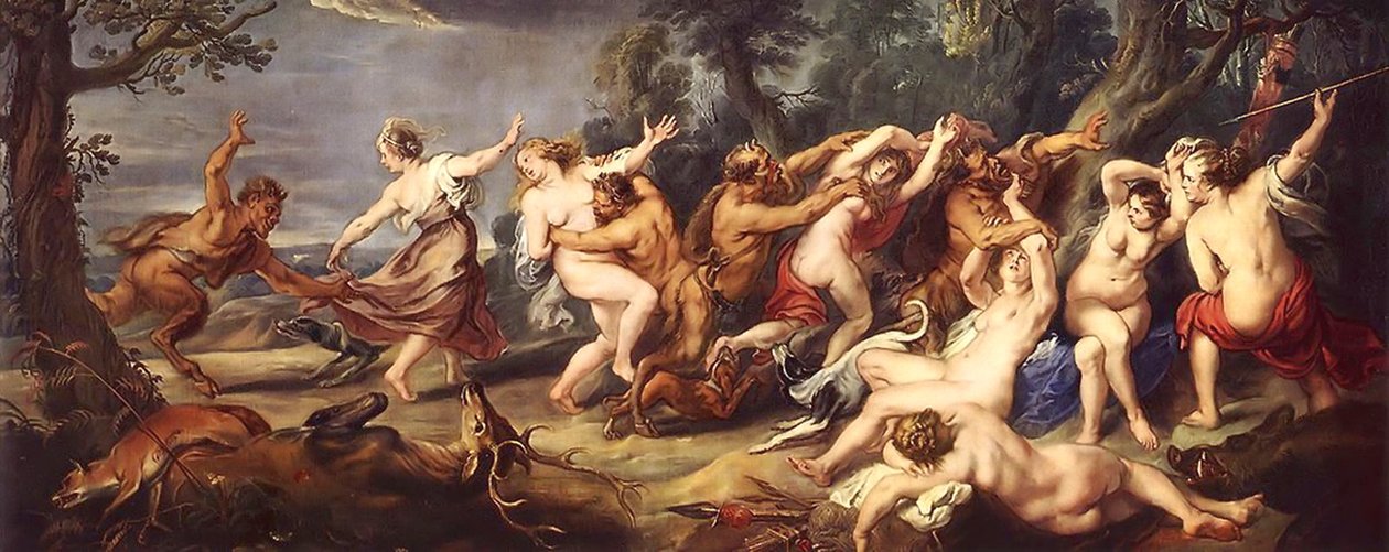 Diana og hennes nymfer overrasket over faunene av Peter Paul Rubens