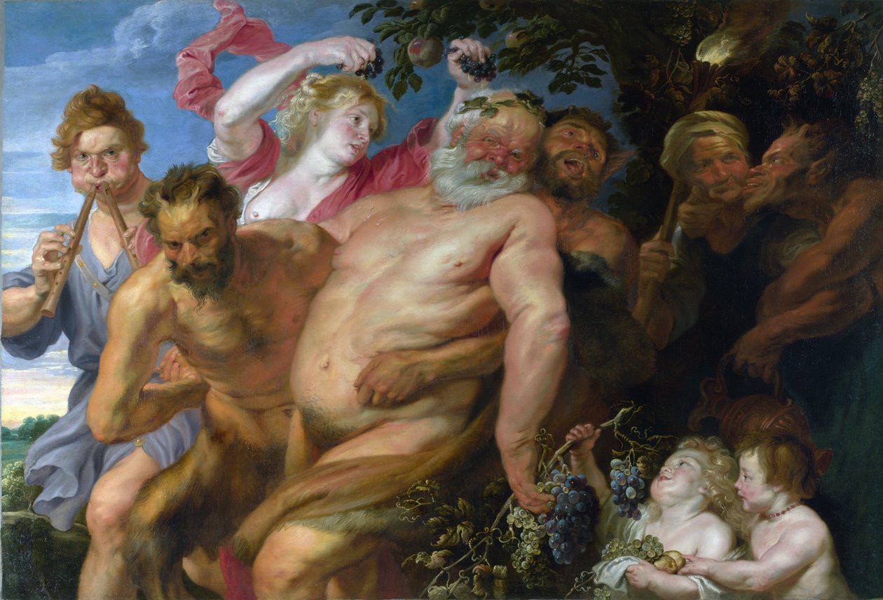 Drunken Silenus Supported by Satyrs, ca.1620 av Peter Paul Rubens