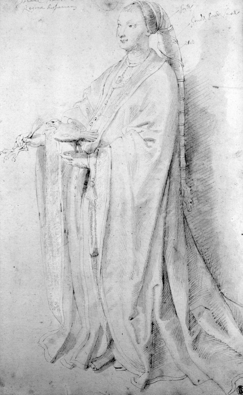 Joanna den gale, dronning av Spania (penn, blekk og vask på papir) av Peter Paul Rubens