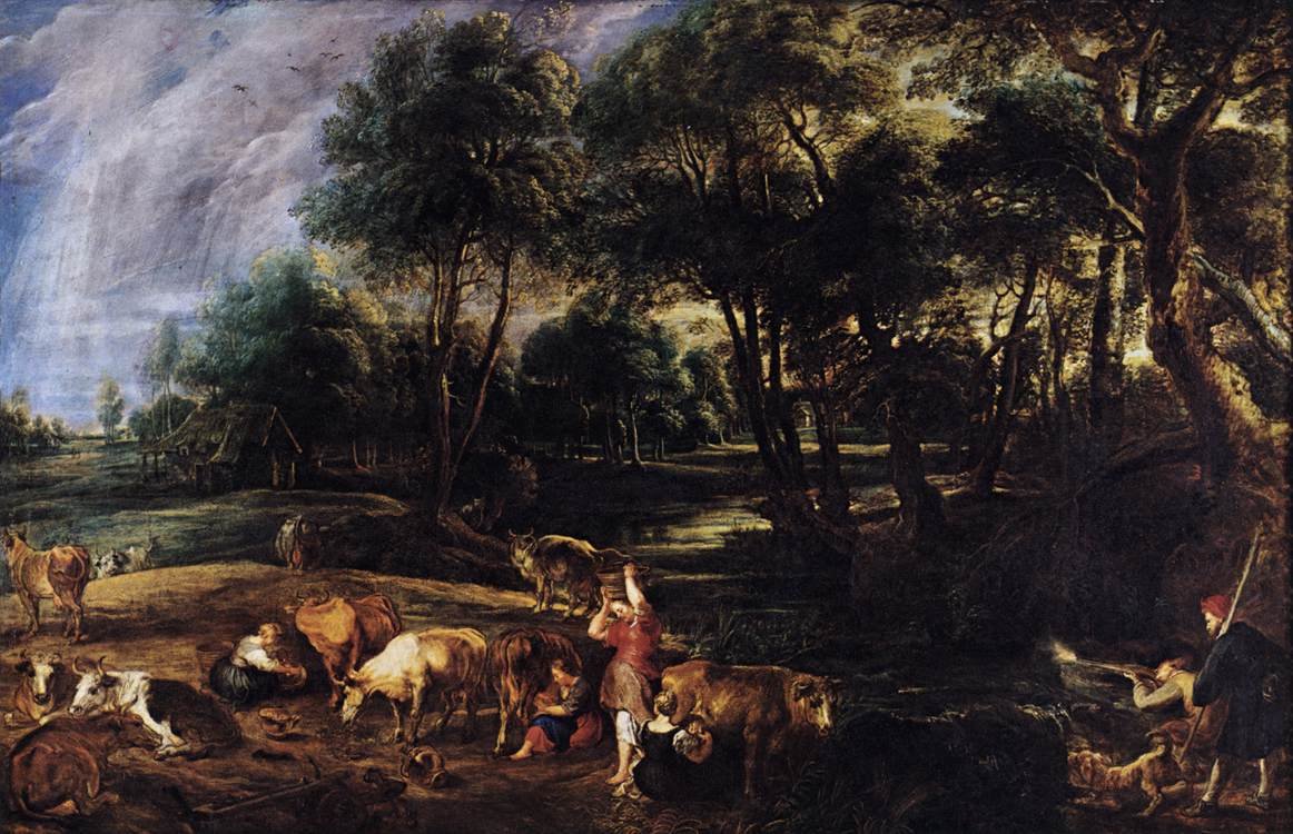 Landskap med kyr og villfugler av Peter Paul Rubens