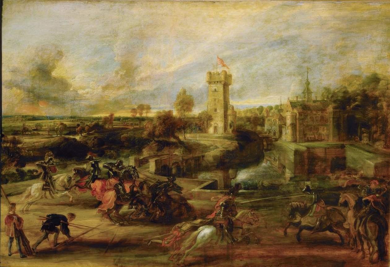 Landskap med turnering foran slottet Steen av Peter Paul Rubens