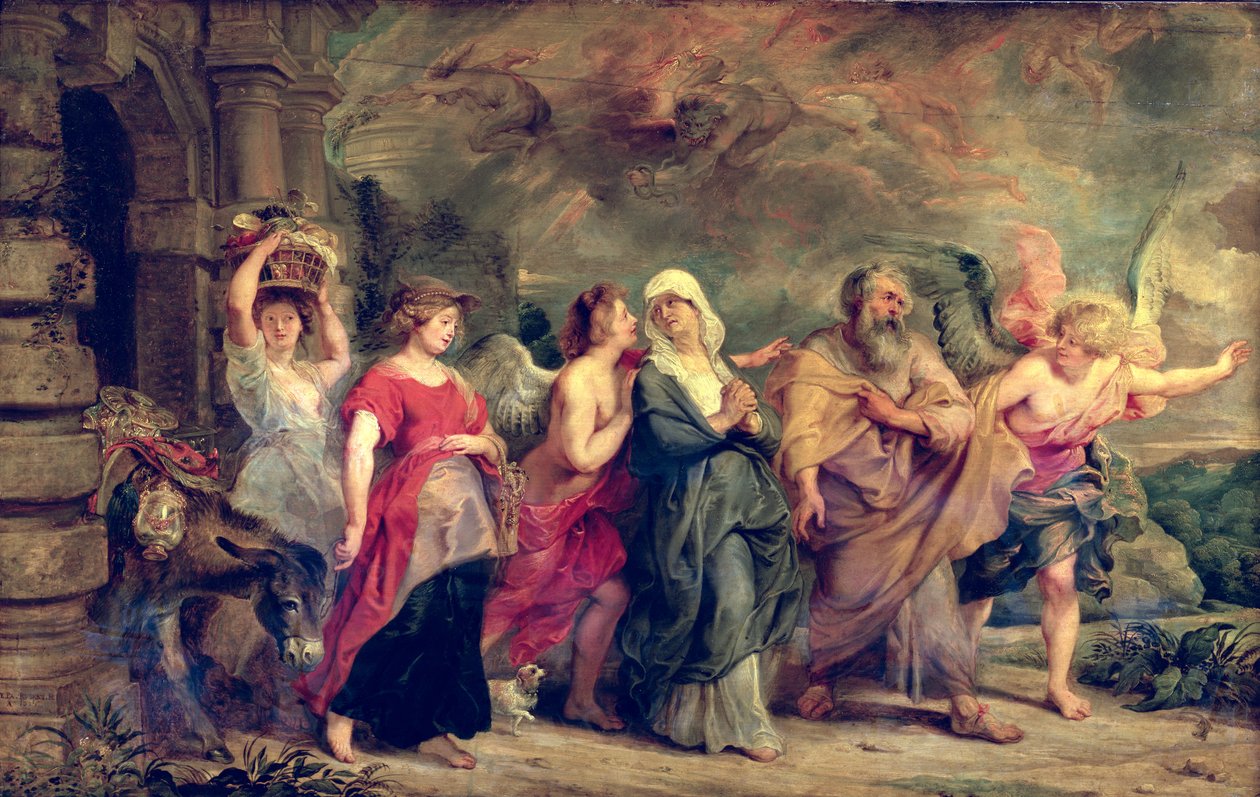 Lots familie forlater Sodoma, 1625 av Peter Paul Rubens