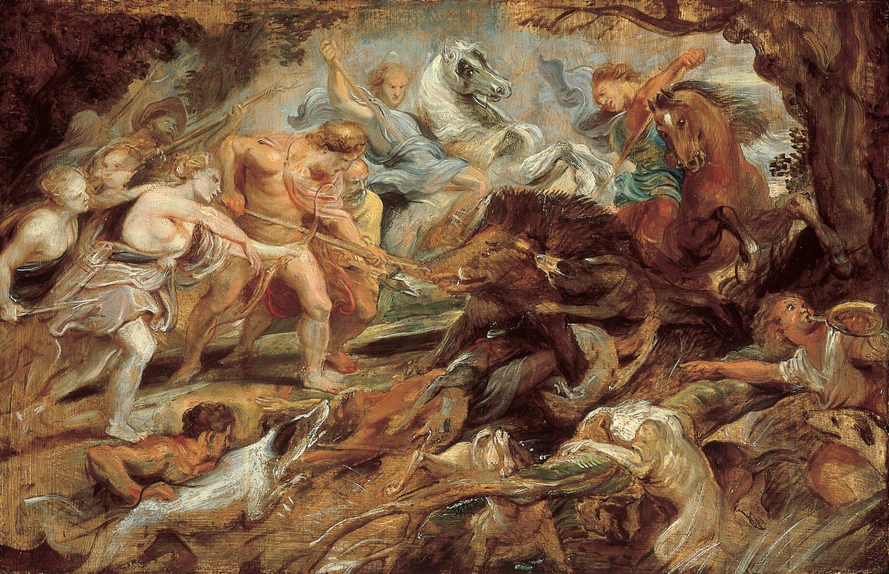 Meleager and Atalanta and the Hunt of the Calydonian Boar, study (Norton Simon Museum) av Peter Paul Rubens