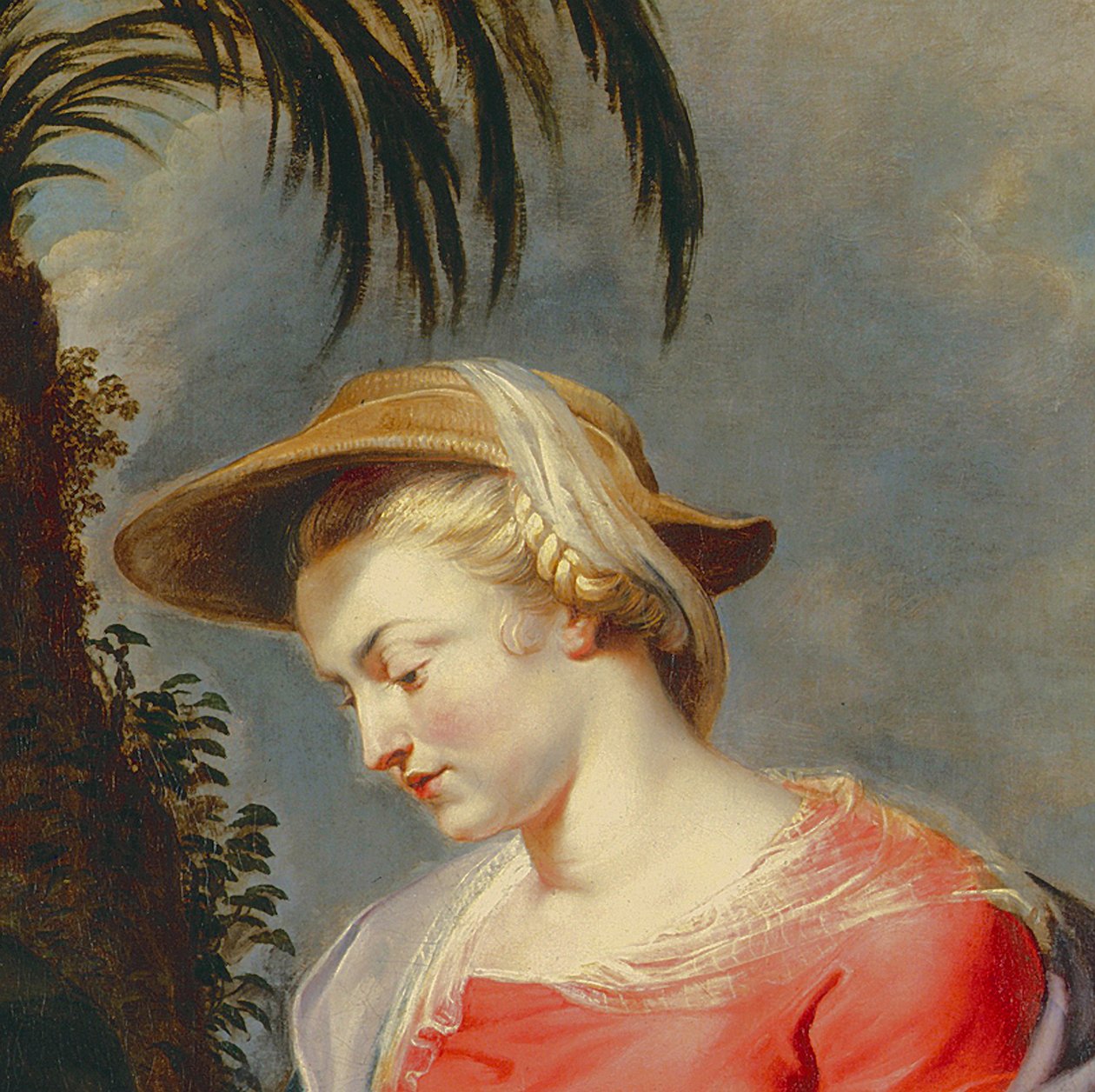 Retur av den hellige familien fra Egypt, detalj av Jomfru Maria av Peter Paul Rubens