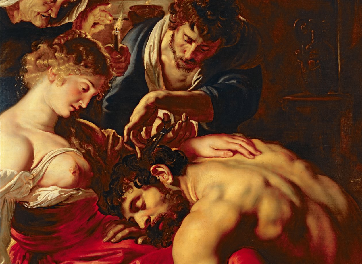 Samson og Delila, ca. 1609 (detalj av 15815) av Peter Paul Rubens