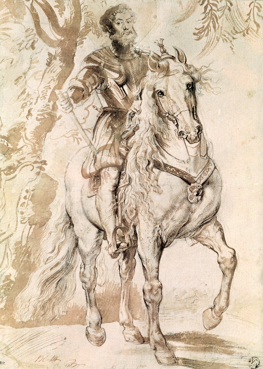 Studie for et rytterportrett av hertugen av Lerma (1553-1625) 1603 av Peter Paul Rubens