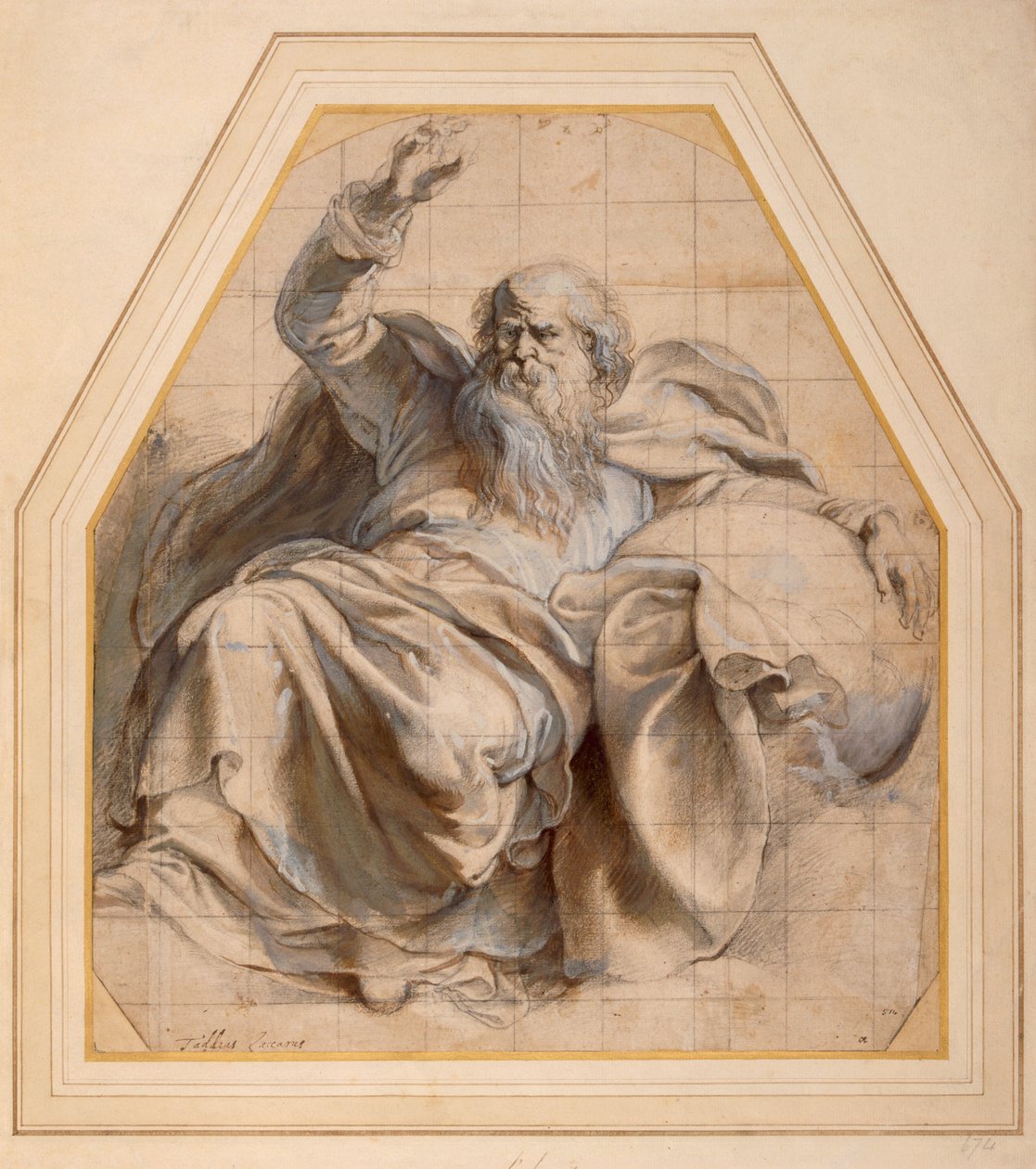 Studie av Sakkarja (blyant og wc på papir) av Peter Paul Rubens