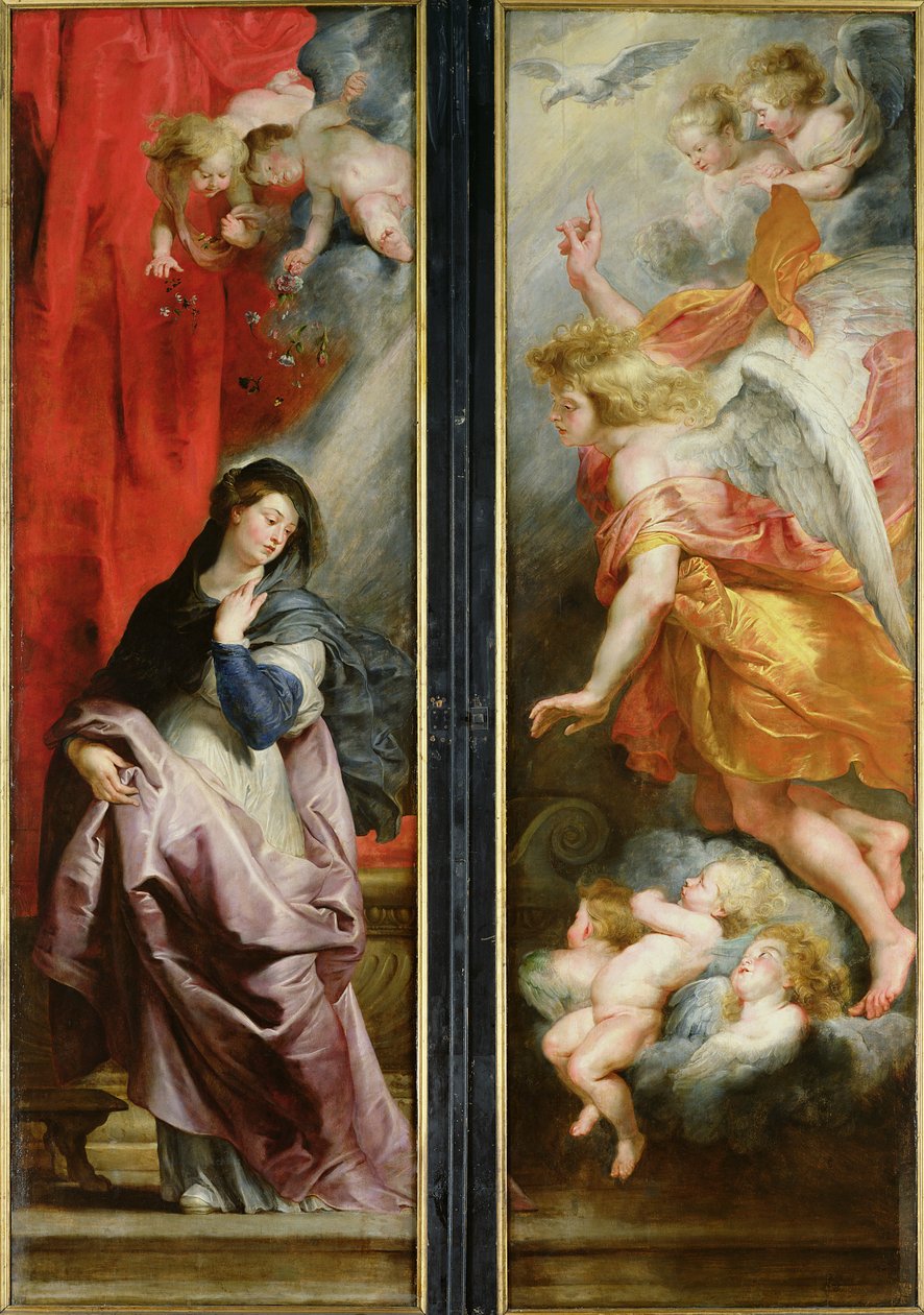Bebudelsen, fra baksiden av Triptych of the Martyrdom of St. Stephen, ca. 1617 av Peter Paul Rubens