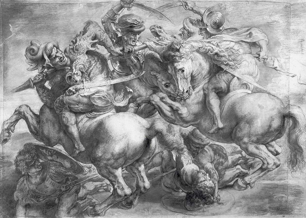 Slaget ved Anghiari etter Leonardo da Vinci (1452-1519) av Peter Paul Rubens