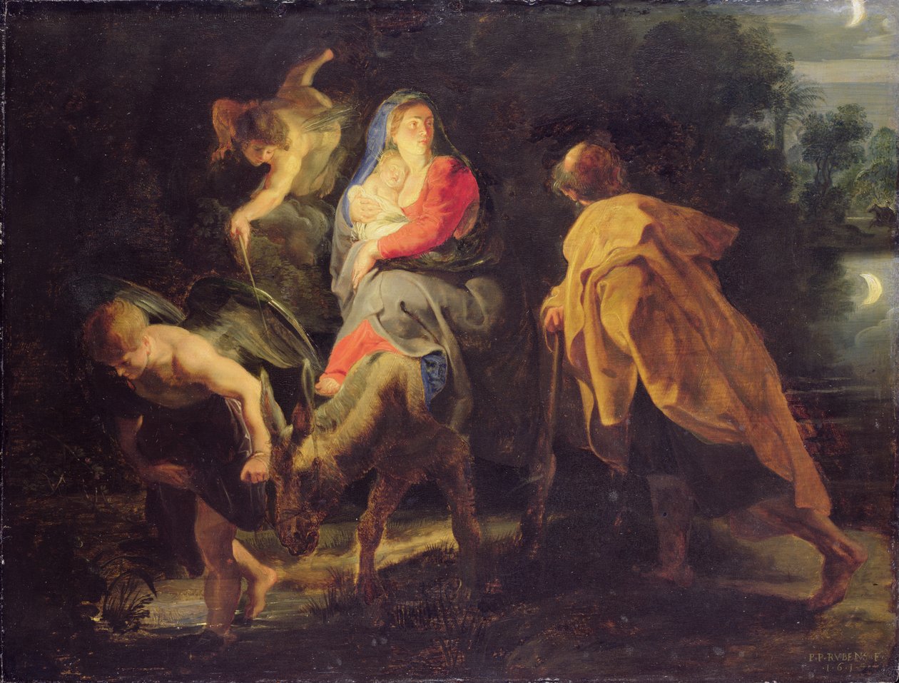 The Flight into Egypt, 1614 (olje på eik) av Peter Paul Rubens