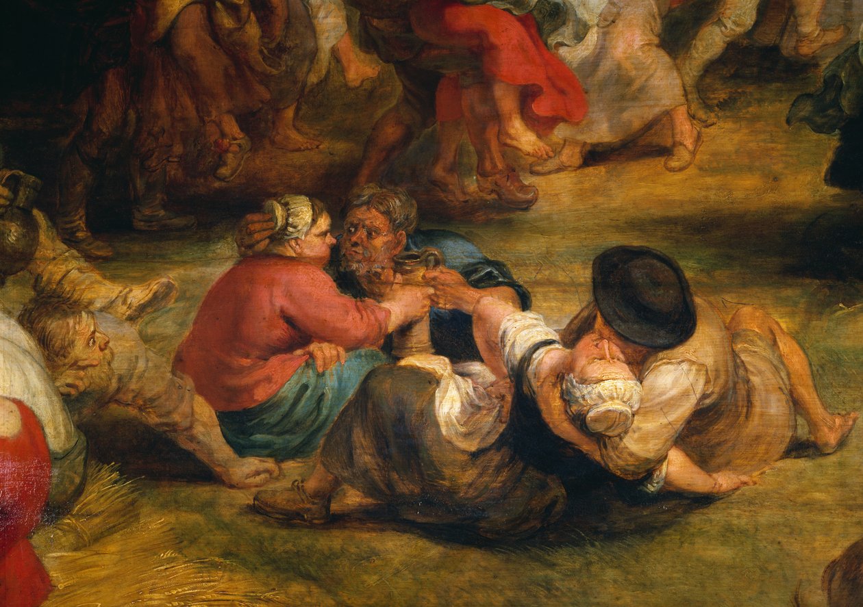 The Kermesse, detalj av bønder, ca. 1635-38 av Peter Paul Rubens