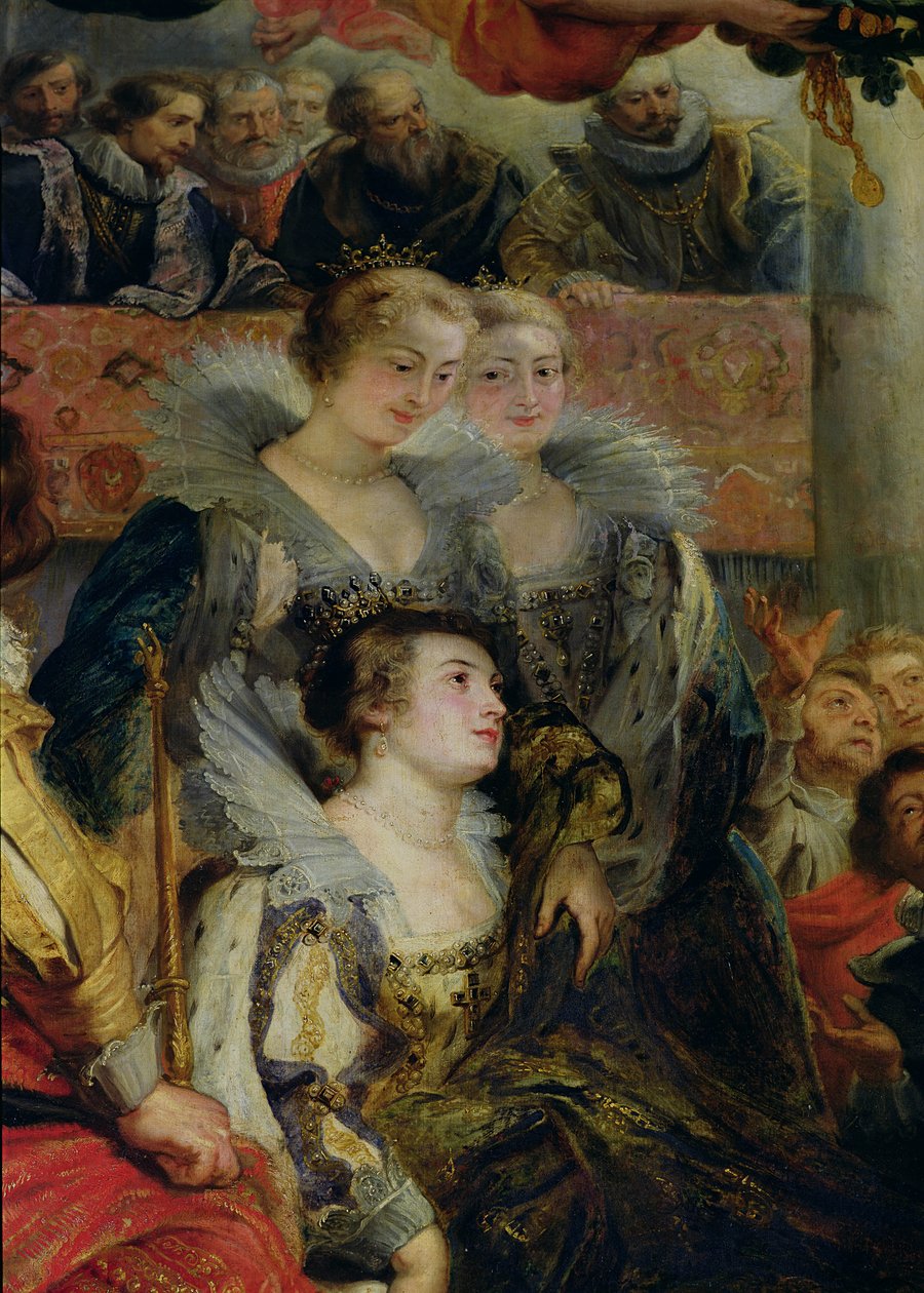 Medici-syklusen: Kroningen av Marie de Medici (1573-1642) ved St. Denis, 13. mai 1610, detalj om prinsessene av Guemenee og Conti, 1621-25 av Peter Paul Rubens