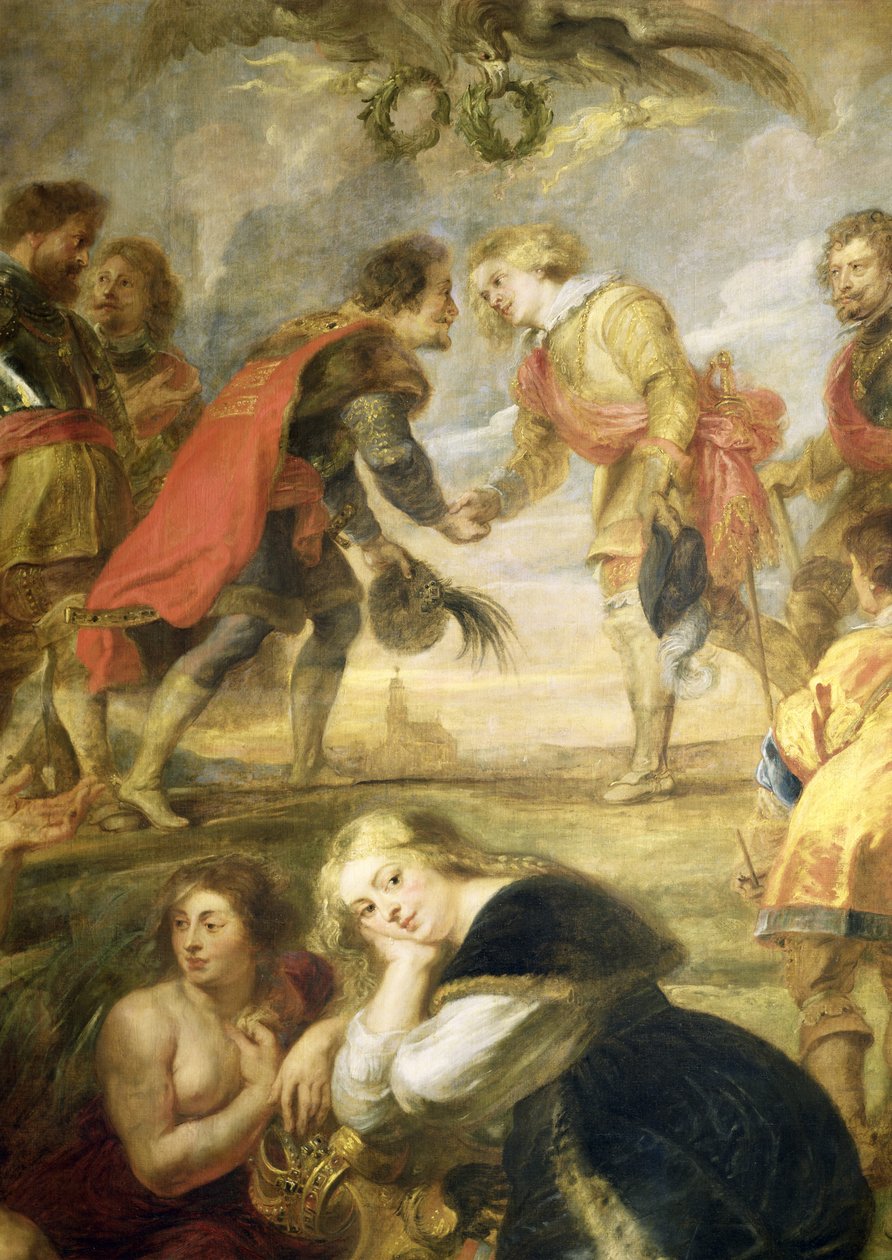 Møtet mellom Ferdinand II (1578-1637) og hans sønn kardinal Infante Ferdinand før slaget ved Nordlingen i 1634, 1634-35 av Peter Paul Rubens