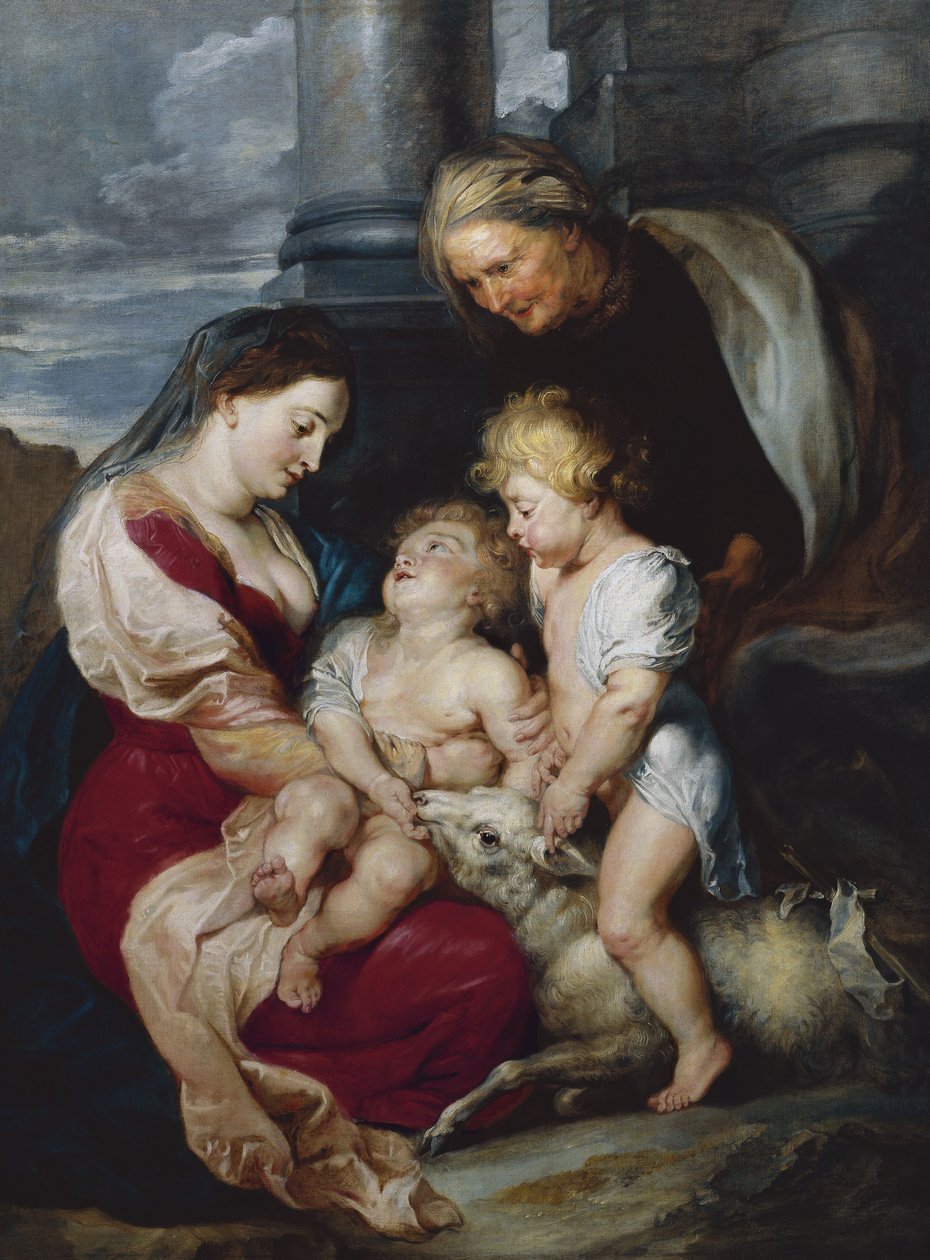 Jomfruen og barnet med Saint Elizabeth og døperen Johannes, 1618 av Peter Paul Rubens