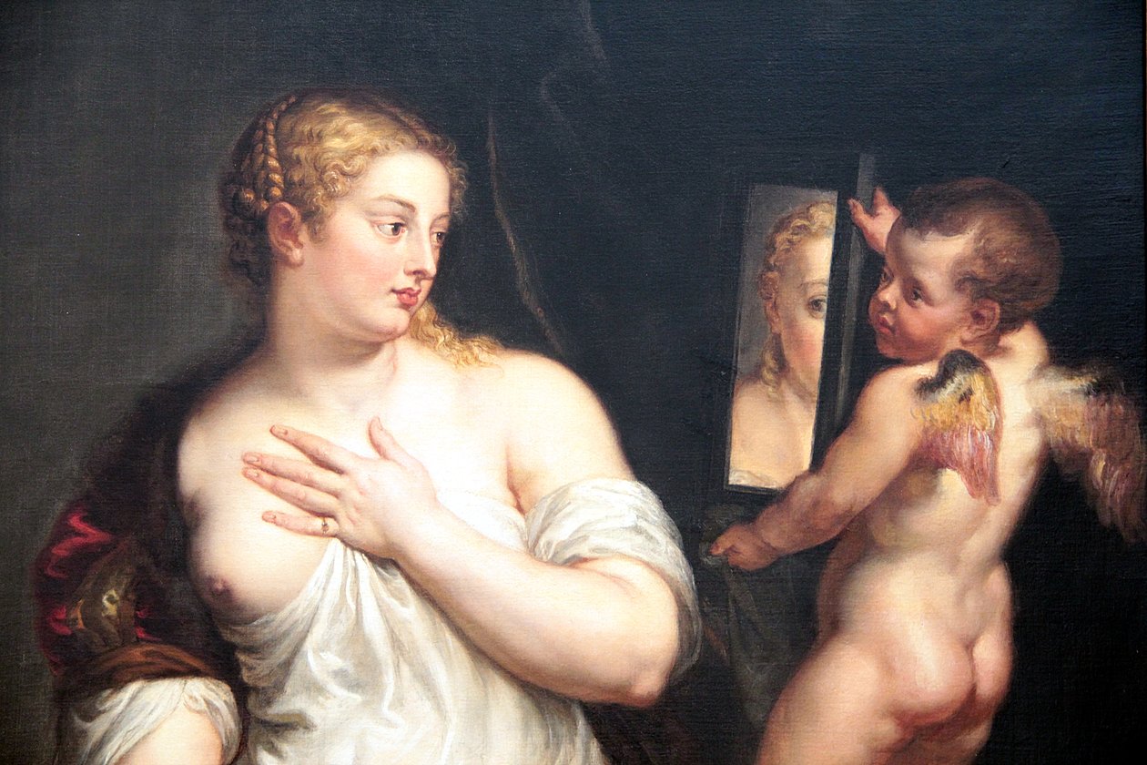 Venus og Amor holder et speil av Peter Paul Rubens
