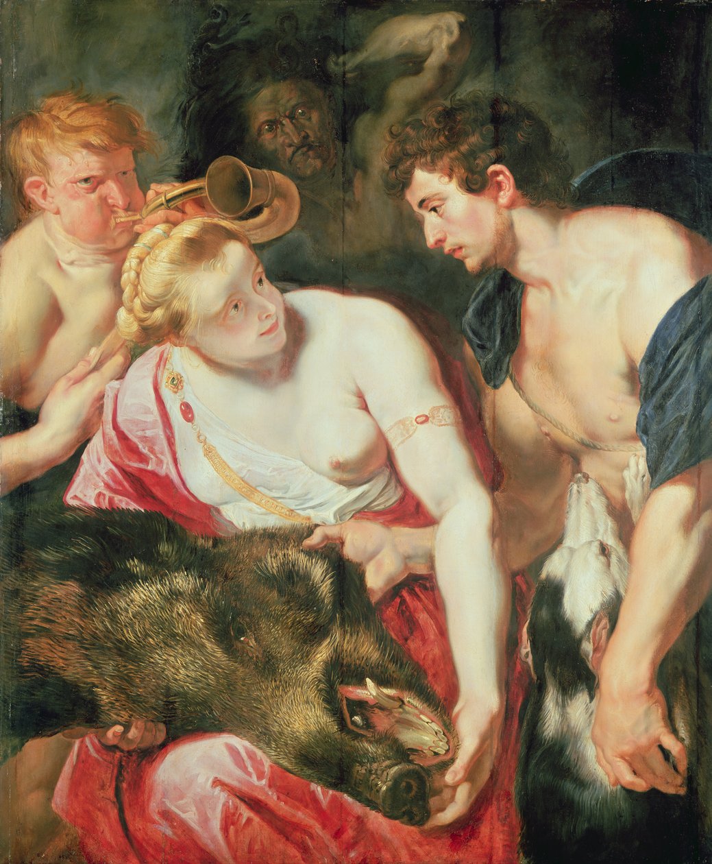 Meleager og Atalanta (olje på eikepanel) av Peter Paul studio of Rubens