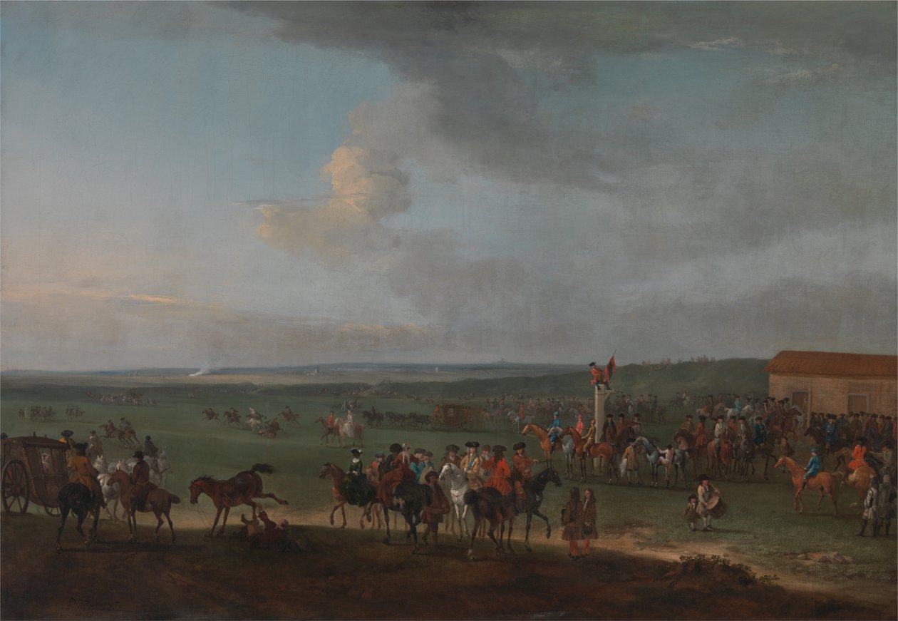 Round Course på Newmarket, Cambridgeshire, forbereder seg på Kings Plate av Peter Tillemans