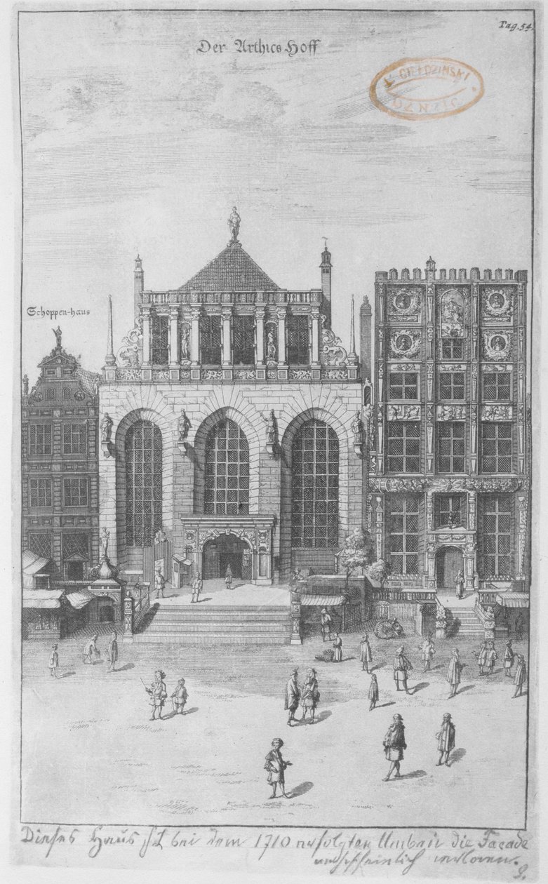The Artus Court, 1687 (etsing på flekkepapir) av Peter Willer