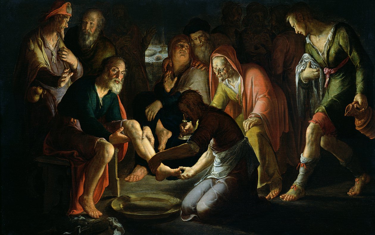 Kristus vasker disiplenes føtter, 1623 av Peter Wtewael