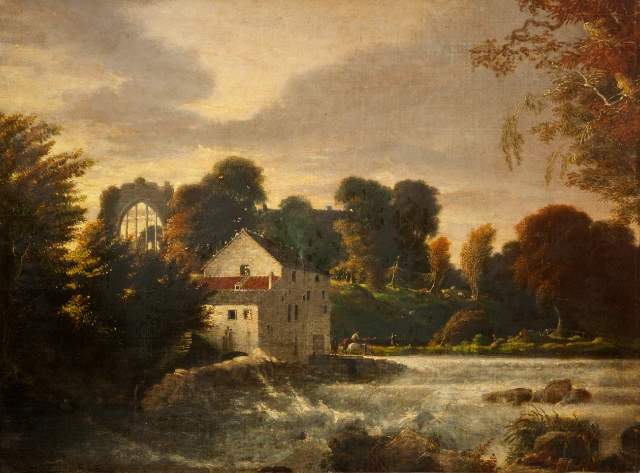 En vannmølle nær Egglestone Abbey, Durham, ca. 1814 av Peter de Wint