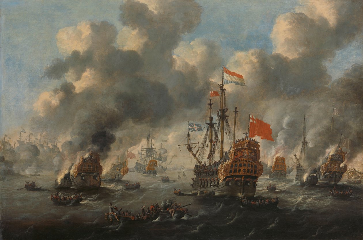 Brenningen av den engelske flåten utenfor Chatham, 20. juni 1667 av Peter van de Velde
