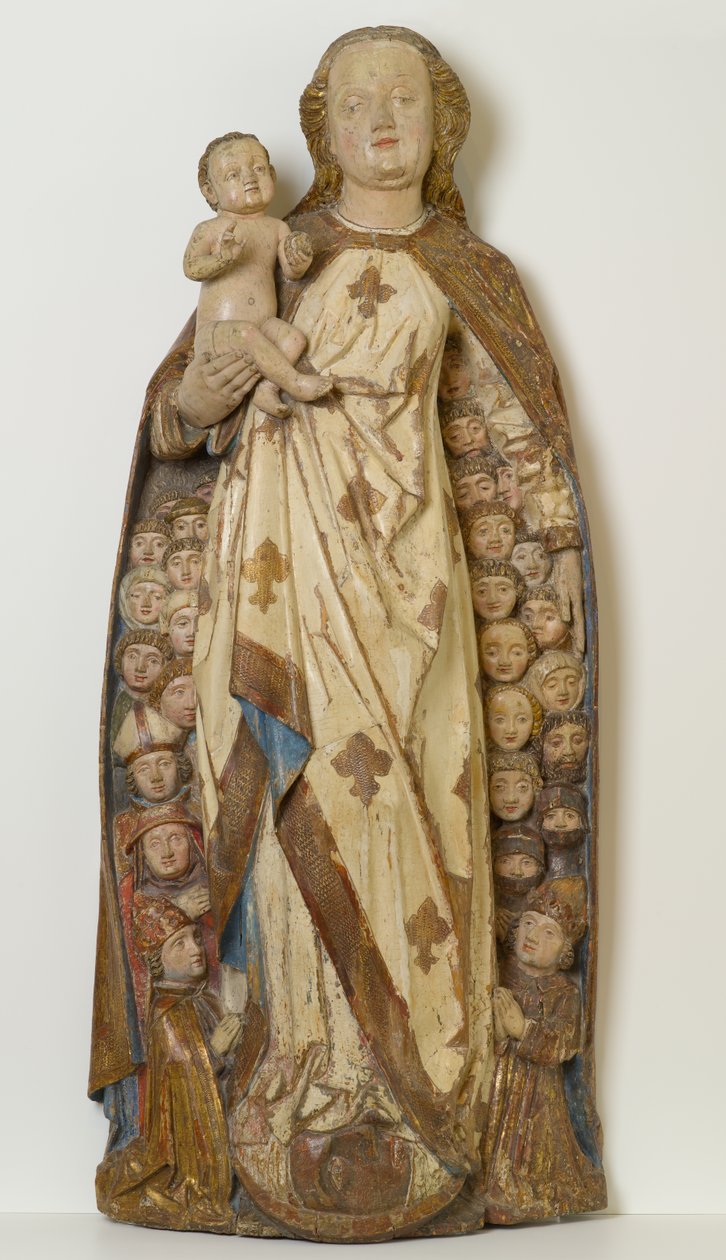 Madonna and Child Shelter Supplicants under Her Cloak, ca. 1471 (lindentre, polykrom, gull og sølvblad) av Peter (attr.to) Koellin