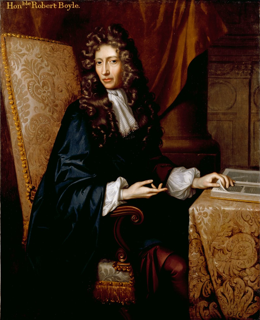 Portrett av Hon. Robert Boyle, ca. 1689 (olje på lerret) av Peter (school of) Lely