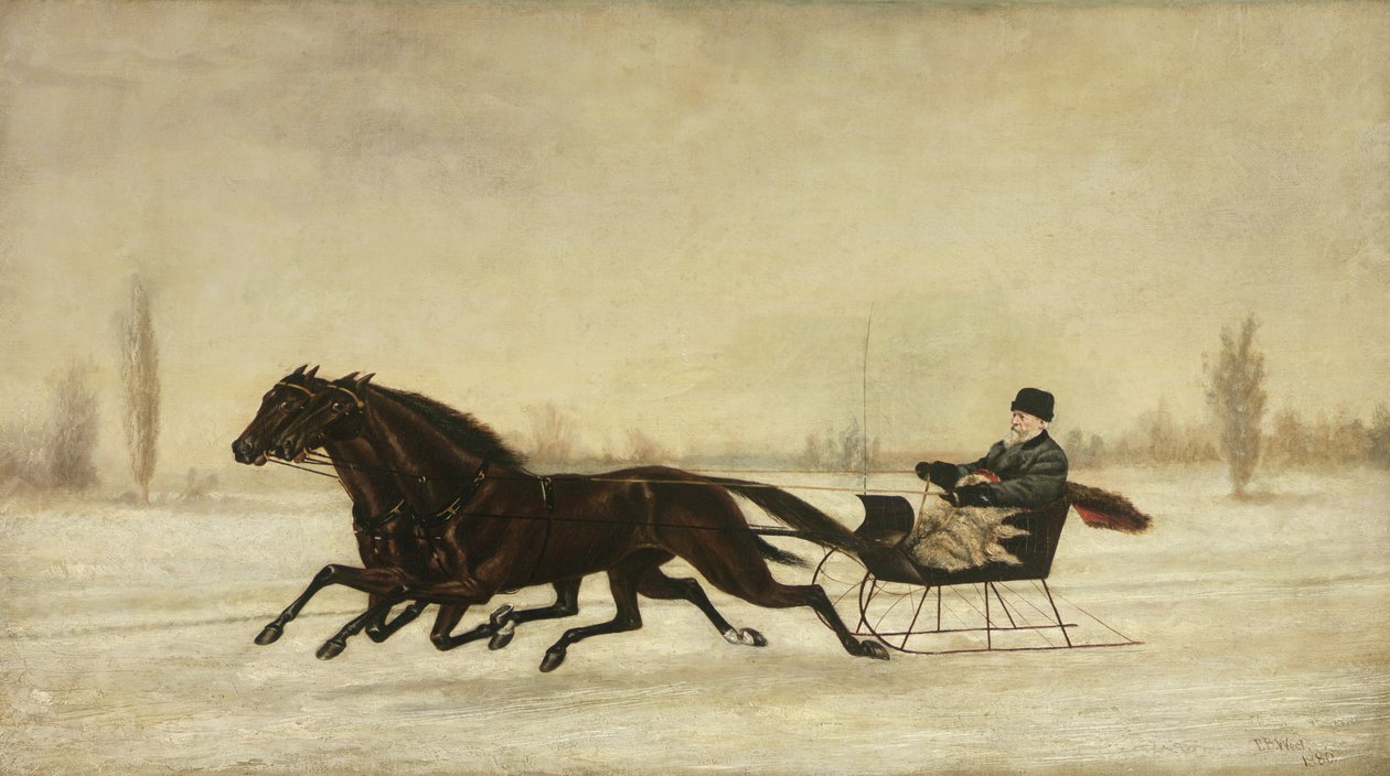 David Marsh i Horse-Drawn Sleigh in a Winter Landscape, 1880 av Peter B. West