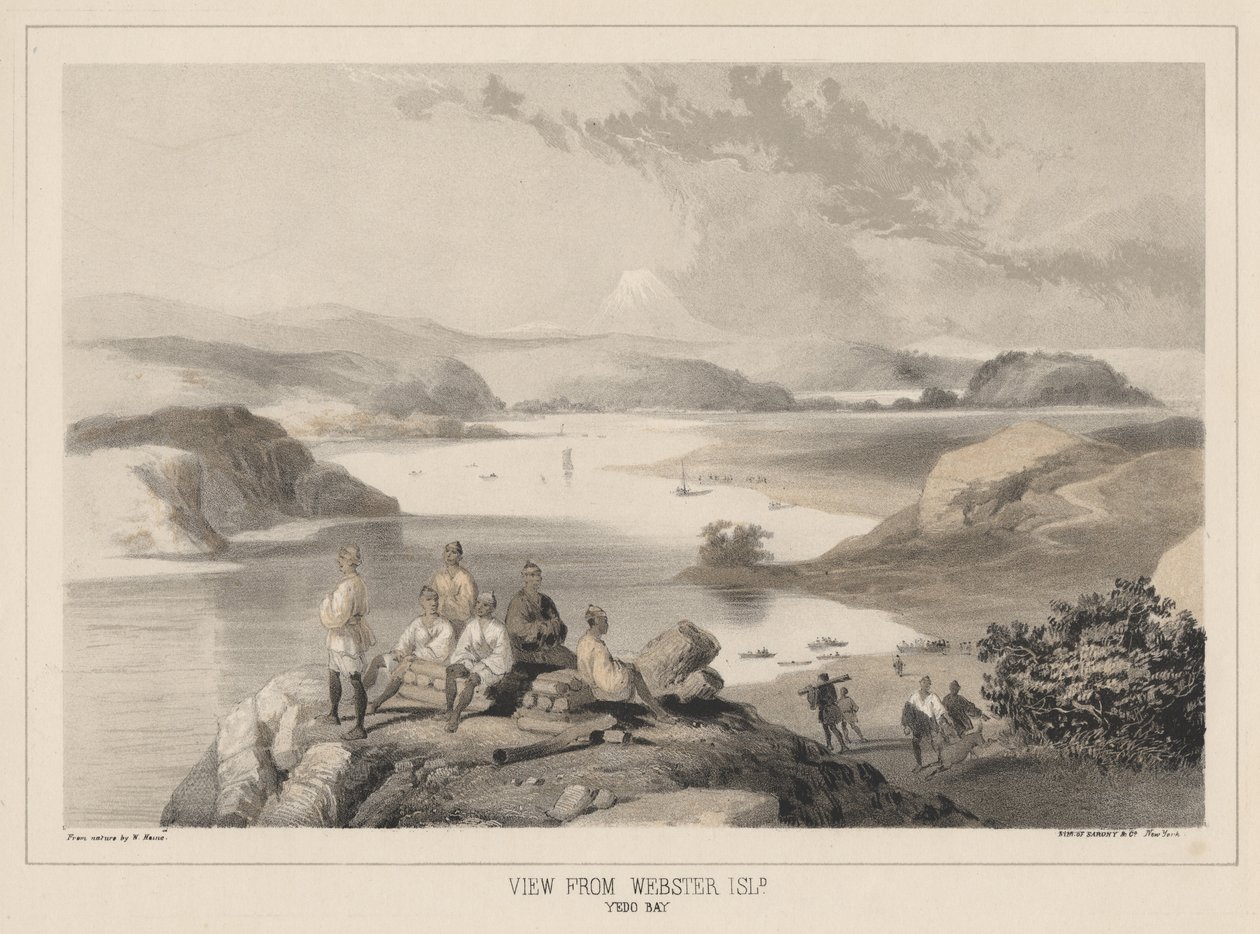 Utsikt fra Webster Island, Yedo Bay, litho av Sarony und Co., 1855 (chromolitho) av Peter Bernhard Wilhelm Heine