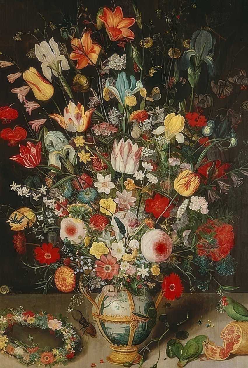 Vase med blomster. Rundt 1620 av Peter Binoit