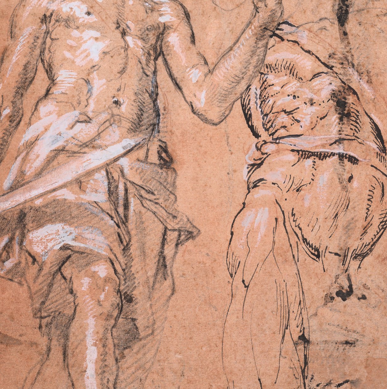 To studier av en stående mann med et sverd Alexander den store, verso: Studier..., ca. 1601. av Peter Candid