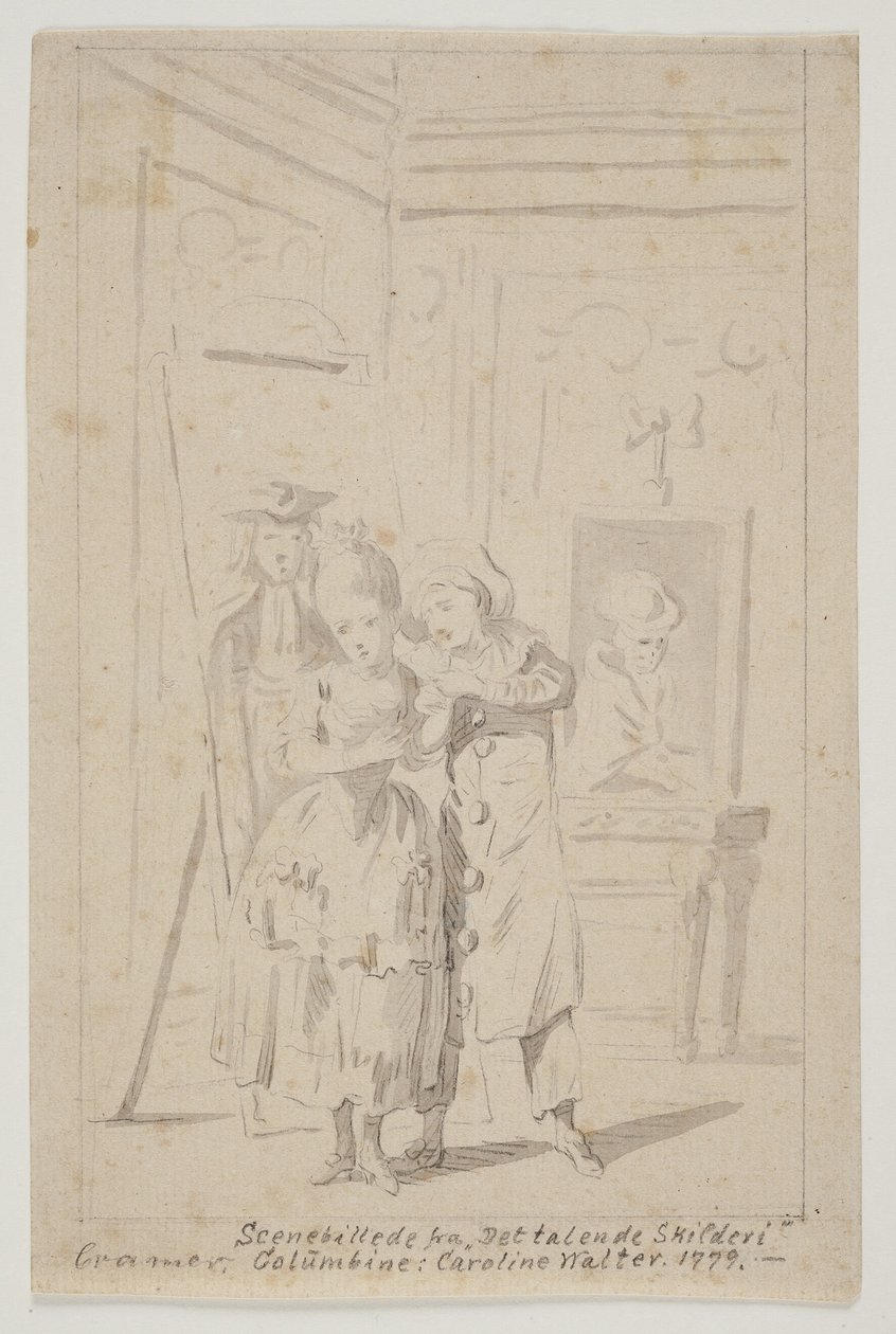 Pierrot og Colombine i "The Talking Painting" av Peter Cramer