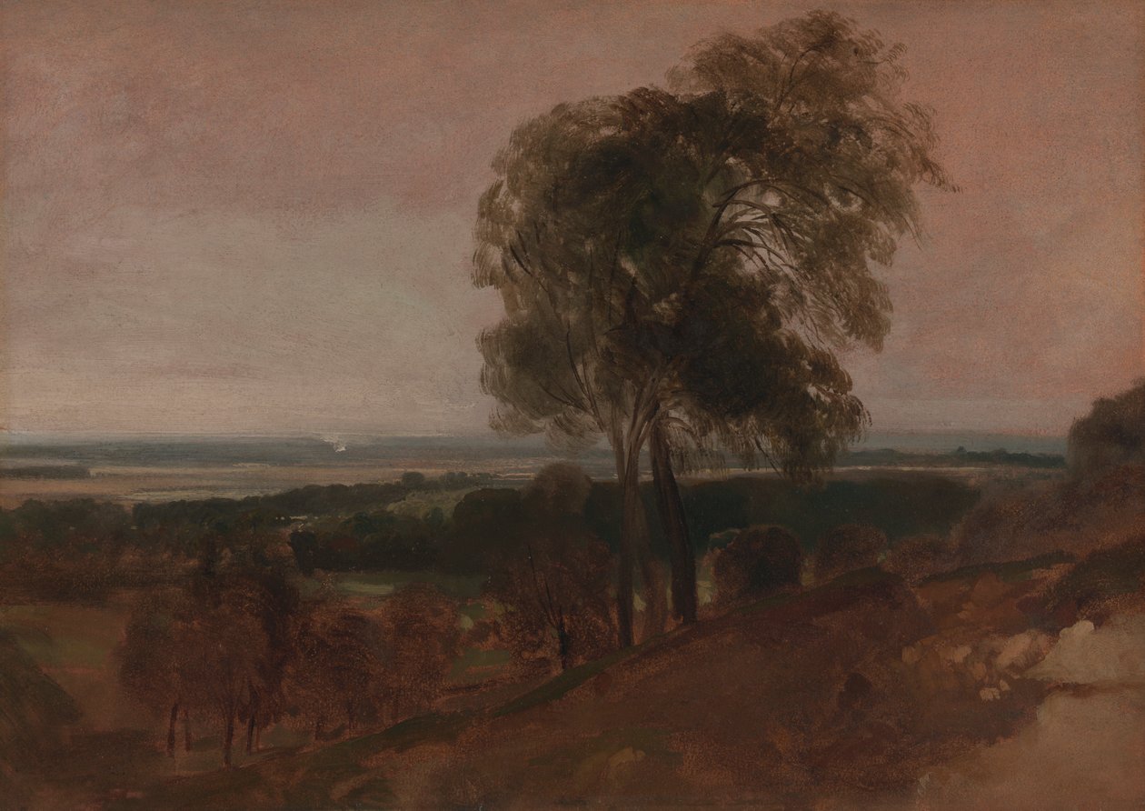 Landskapsstudie ved solnedgang av Peter DeWint
