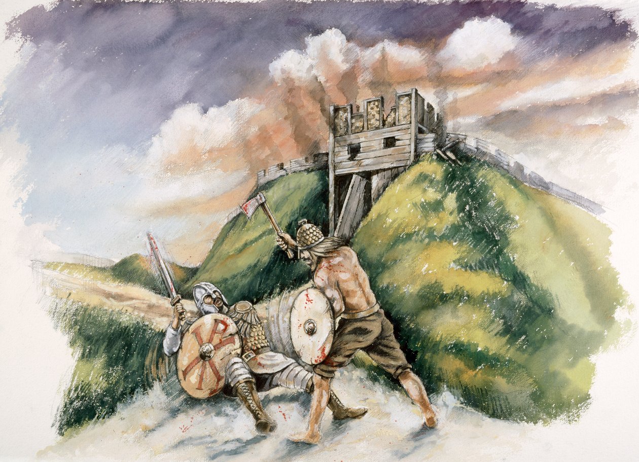 Kynric kjemper mot britene ved Old Sarum, 552 AD, c1990-2010 av Peter Dunn