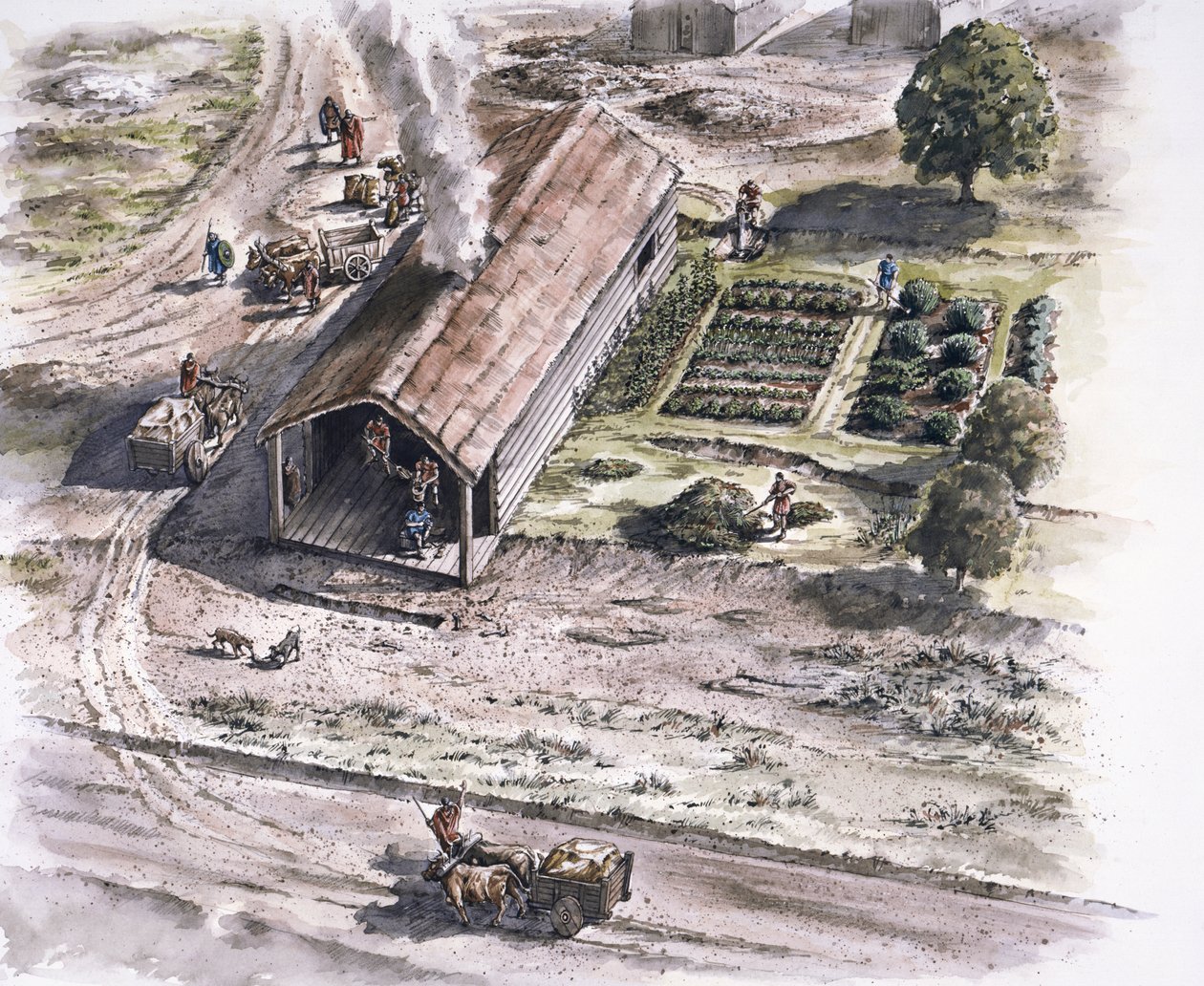 Industribygg, Ribchester Roman Fort, Lancashire, 2. århundre, 1996 av Peter Dunn